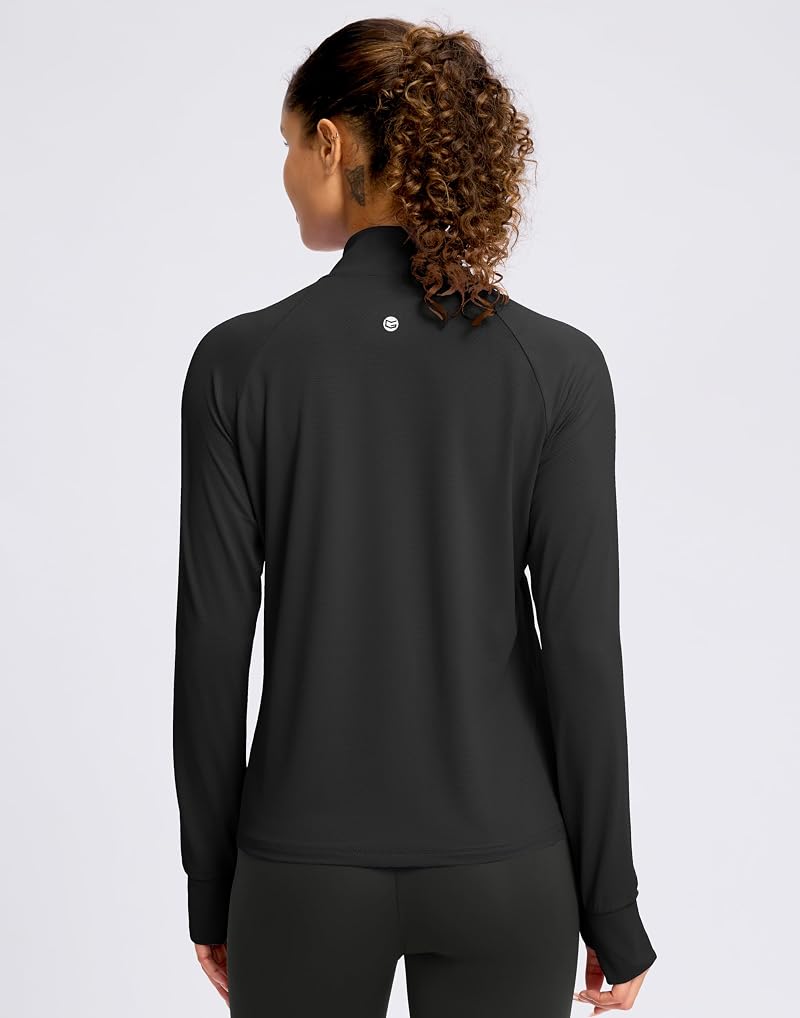 G Gradual Women's UPF 50+ Lightweight Zip-Up Jacket - Black, Large