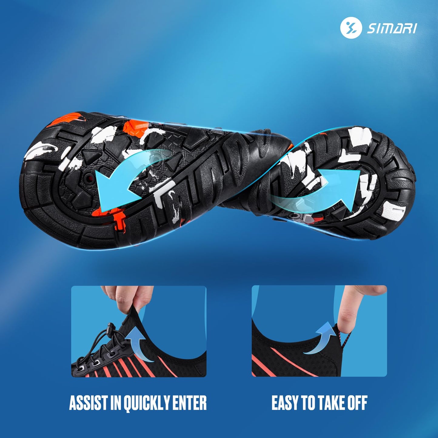 SIMARI Water Shoes for Women Men - Barefoot Quick-Dry Aqua Socks | Lightweight Swim Shoes for Surfing, Swimming, Beach Sports, Kayaking, Diving | Non-Slip Design