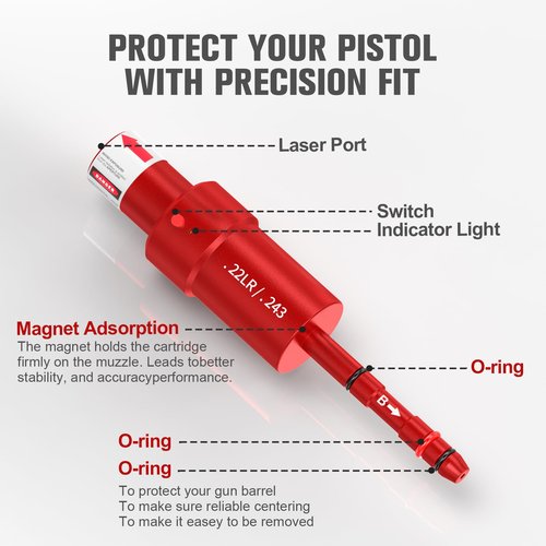 Vantara 2-in-1 .22LR / .243 Laser Training Cartridge w/Bore Sighter for Dry Fire Training System - Green Laser Bullet Bore Sighting for Shooting Practice & Sight Calibration