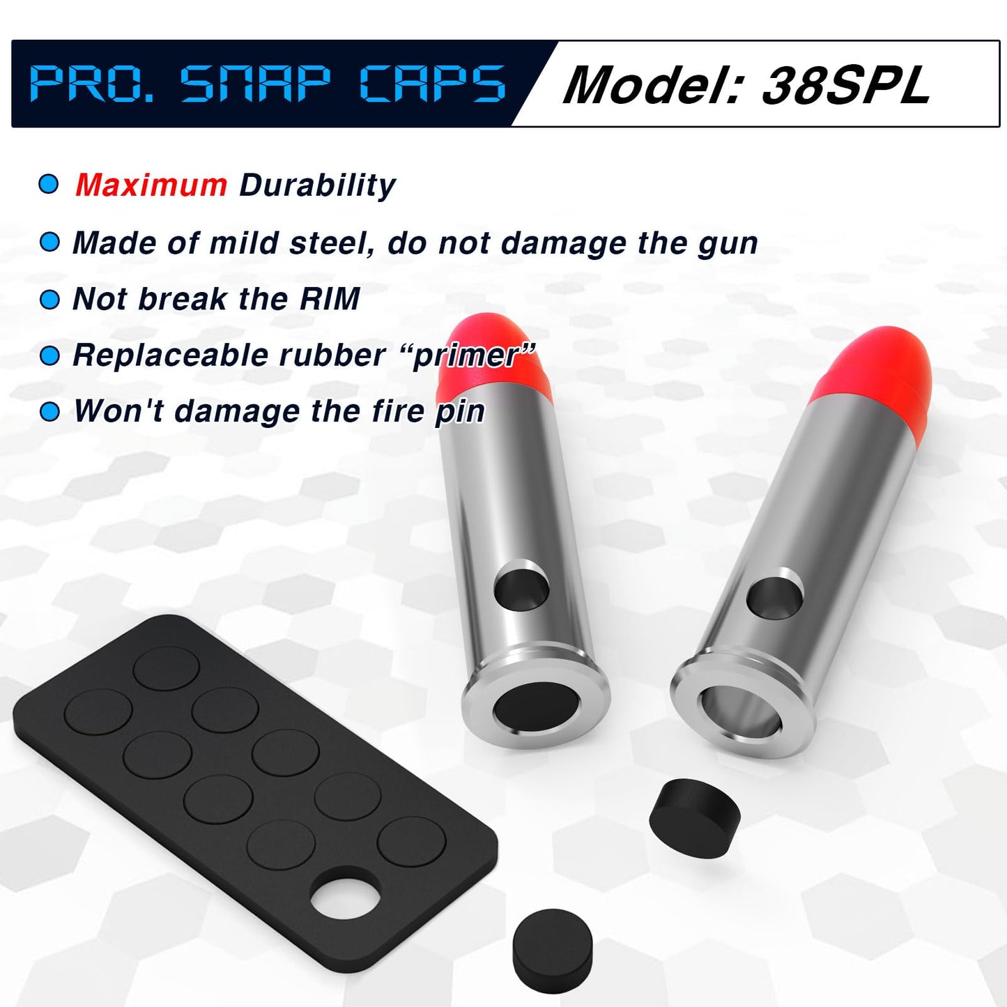 YiZhun 357MAG Snap Caps Training Dummy Rounds, Reusable Dry Fire Training Round Close to Real Weight Practice Safe Loading Firing (357mag-10pcs)