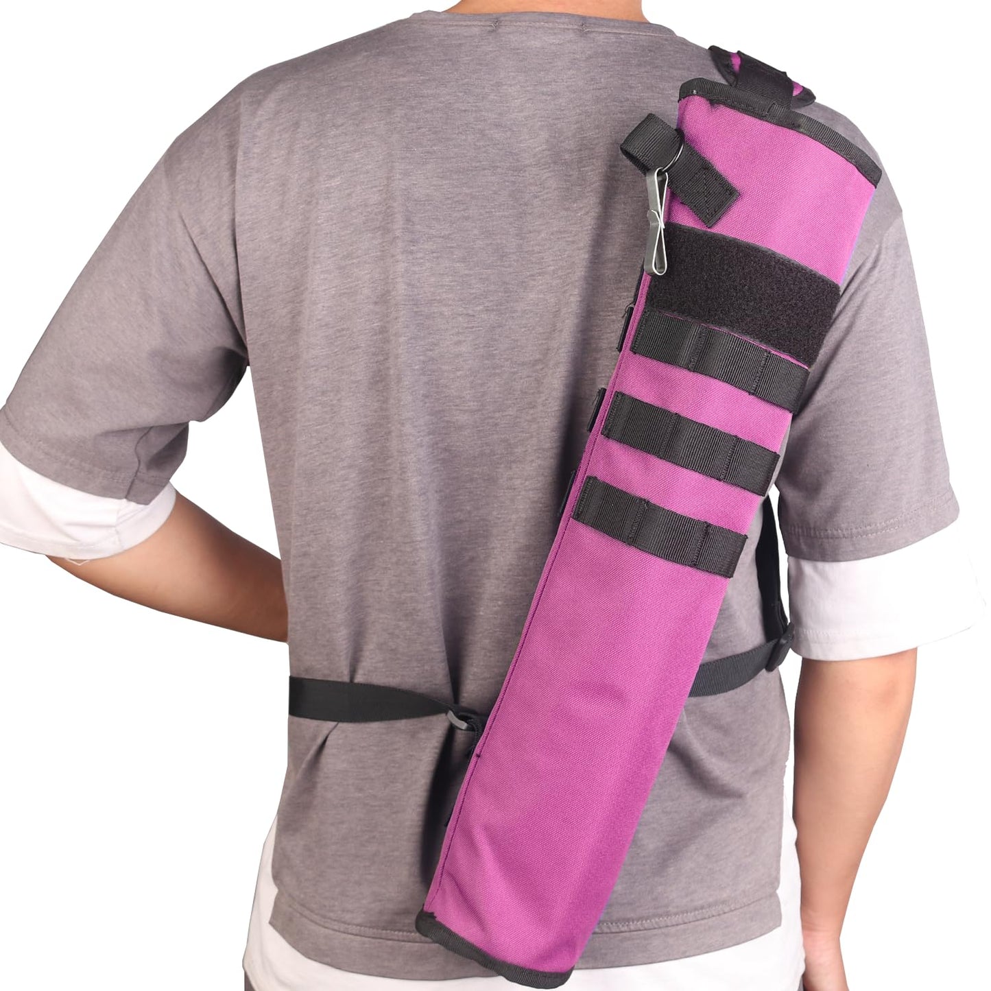 KRATARC Archery Lightweight Back Arrow Quiver Dual Use Foldable Compact Hip Arrows Bag with Molle System Hanged for Target Shooting (Pink, Hold 18~24 arrows