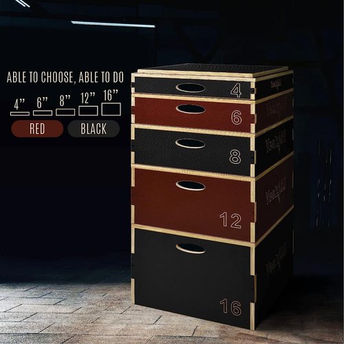 Yes4All Stackable Wooden Plyo Box, Plyometric Box with Anti-Slip Surface for Home Gym & Outdoor Workout - Black - 4"