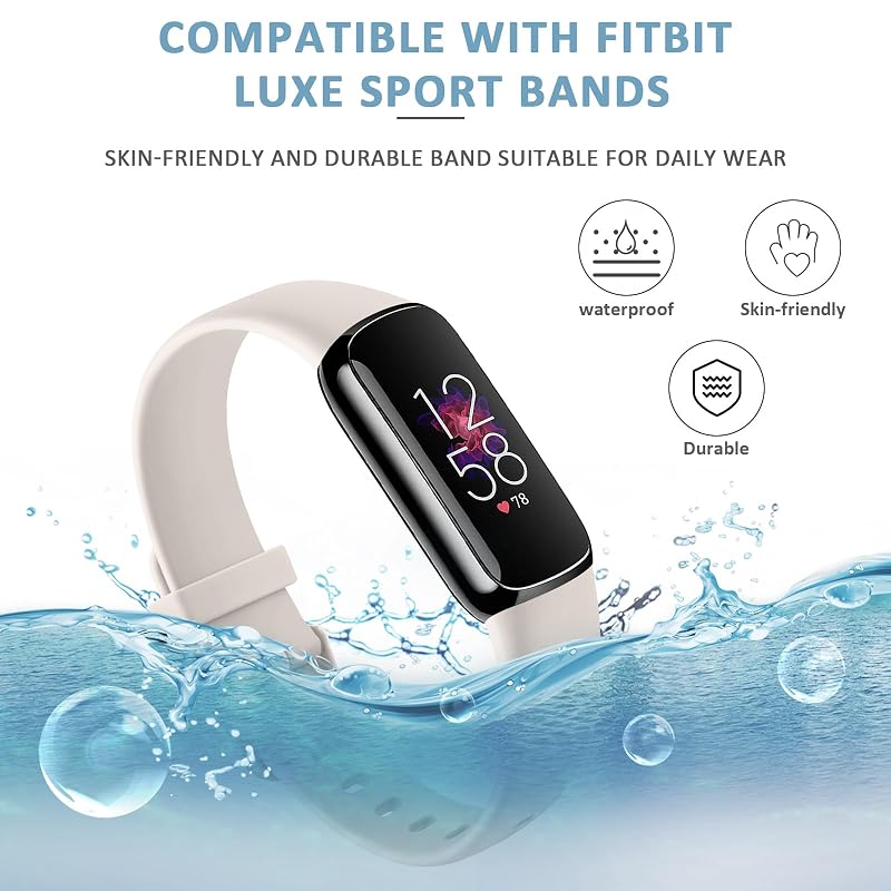 Starlight Small AK Fitbit Luxe Bands - Silicone Replacement Wrist Straps for Women Men