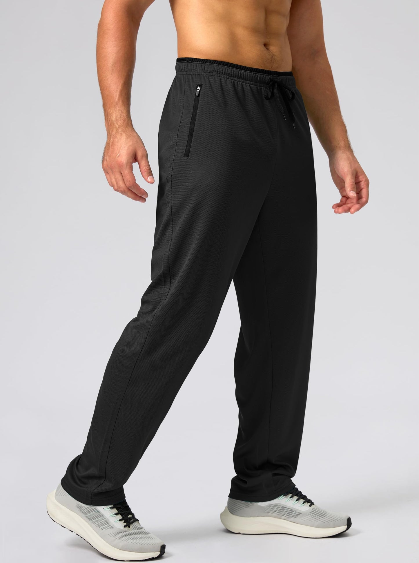 G Gradual Men's Sweatpants Mesh Lightweight with Zip Pockets Breathable Quick Dry Athletic Pants for Workout Running (Black, Medium)