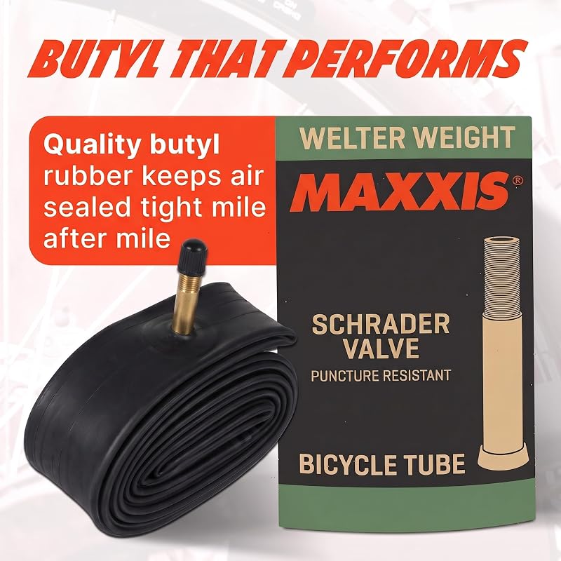 Maxxis Welter Weight 26'' Inner Tube, 48mm Schrader, 1.50–2.50", Black, 2 Pack