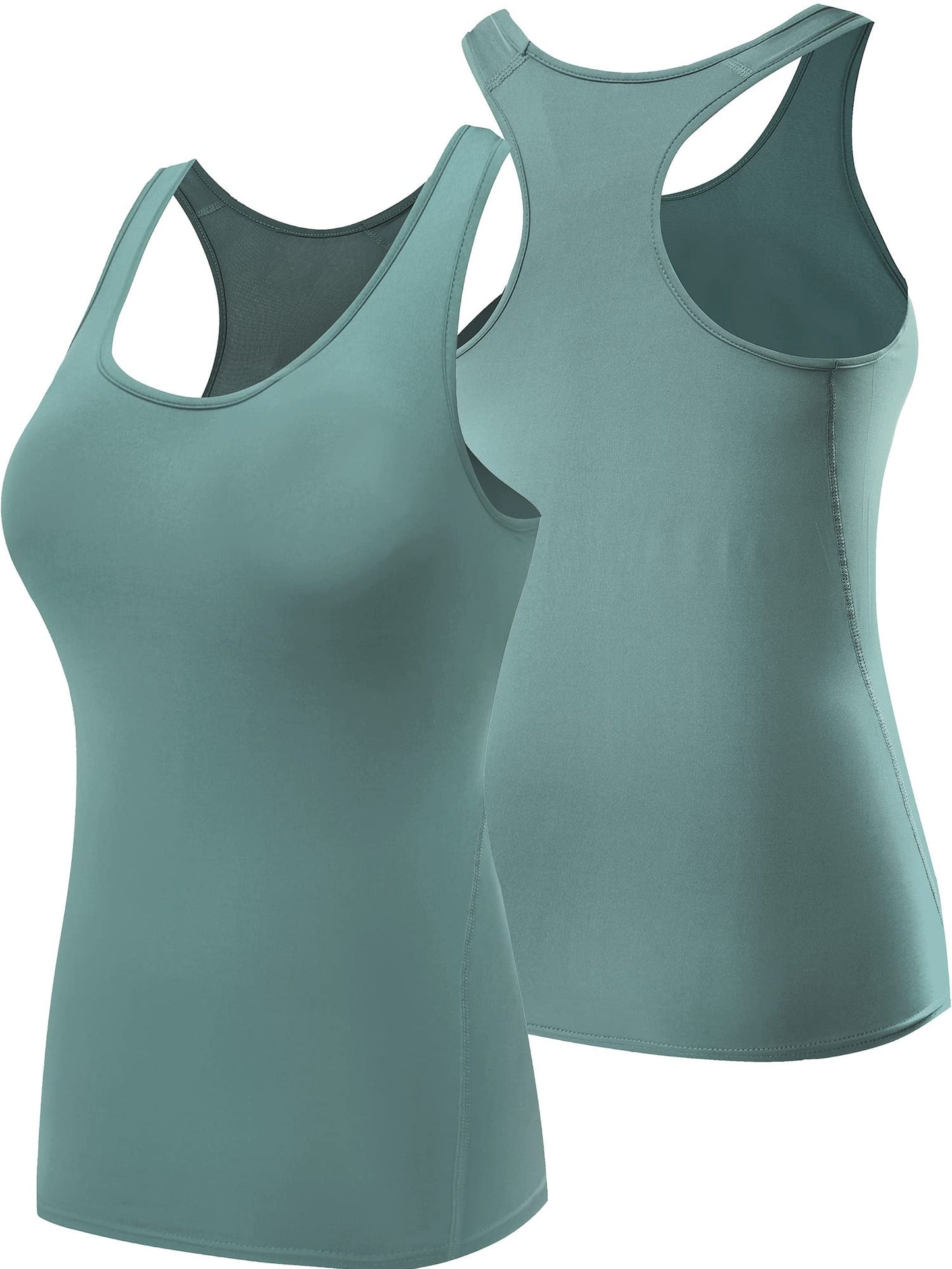 NELEUS Women's 3 Pack Compression Athletic Tank Top for Yoga Running,Pink/Purple/Blackish Green,2XL