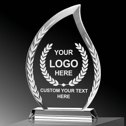 Emoragifou 8.27 x 4.72” Custom Crystal Trophy Award, Customized Engraved Crystal Award Plaque with Your Logo/Emblem/Text, Personalized Awards and Trophies for Sports, Corporate Events, Games Nights