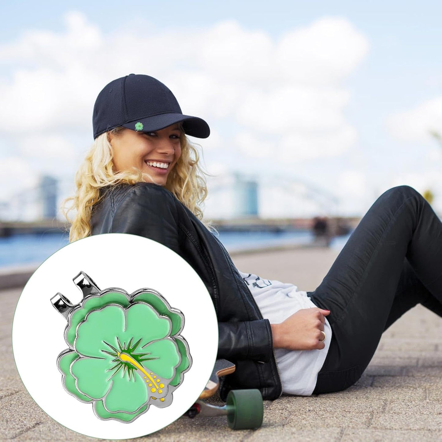 2pcs Magnetic Golf Ball Marker with Hat Clip, Flower Shape Golf Marker Magnet Set Cap Hat or Visor Clip Sports Bag Accessories for Women Men Golfer Friends Gift