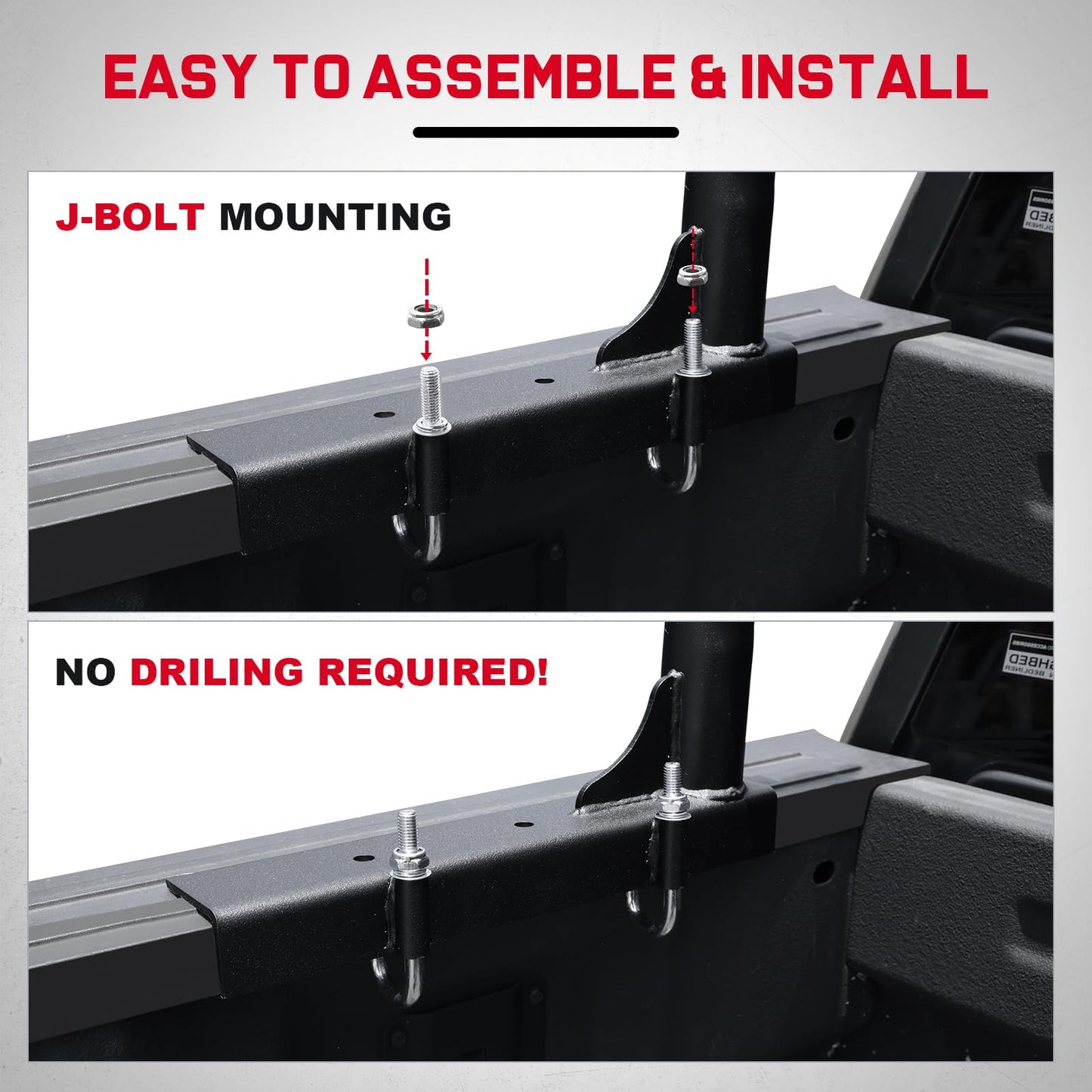 OTHOWE Truck Ladder Rack for Most Trucks - Universal Non-Drilling 46''-71'' in Width Truck Bed Rack with 800lbs Loading Capacity, Overland Ladder Rack for Kayak, Surfboard, Lumber, Ladder and More