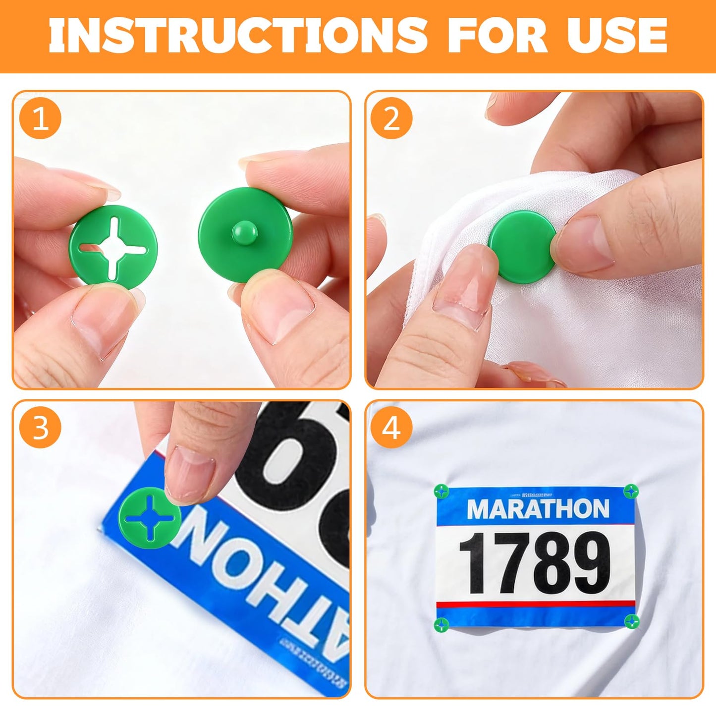Darlingao Running Bib Clips, 40Pcs Race Bib Holder, Race Number Buckle Fixing System for Runners, Marathon, Triathlon, Track and Field Events, Mixed Colors Fasteners, Secure Race Bib Attachment