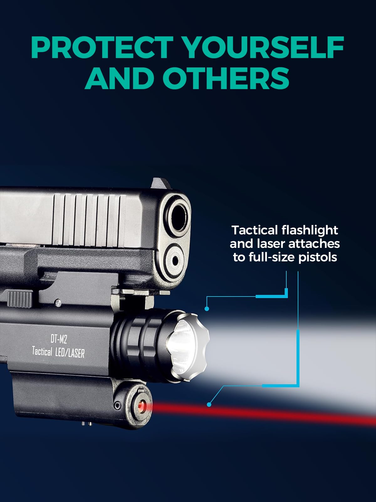 300 Lumens Pistol Light Laser Combo, Strobe Function for Green/Red/Blue Laser and Tactical Light with Slidable Rail Fits Full Size Guns w/Rail