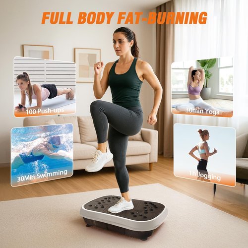 ALSO GO Vibration Plate Exercise Machine, 5 Workout Modes & 99-Level Vibration Platform for Weight Loss/Lymphatic Drainage, 330lbs Capacity Vibration Board with Resistance Bands for Full Body Workout