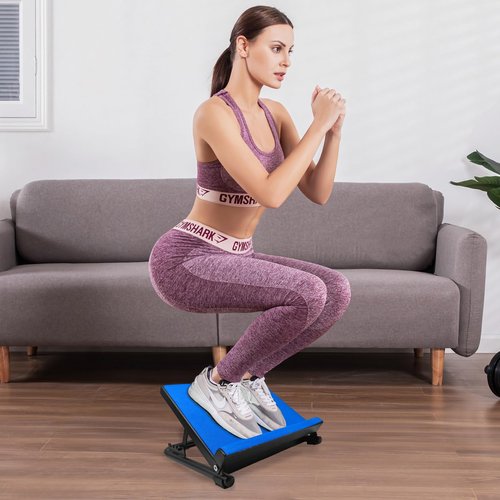 Slant Board Calf Stretcher, Adjustable Steel Incline Board Squat Wedge with Non-Slip Mat, Portable Standing Balance Board for Flexibility, Ankle Foot, Knees Exercise, Fitness, Physical Therapy (Blue)