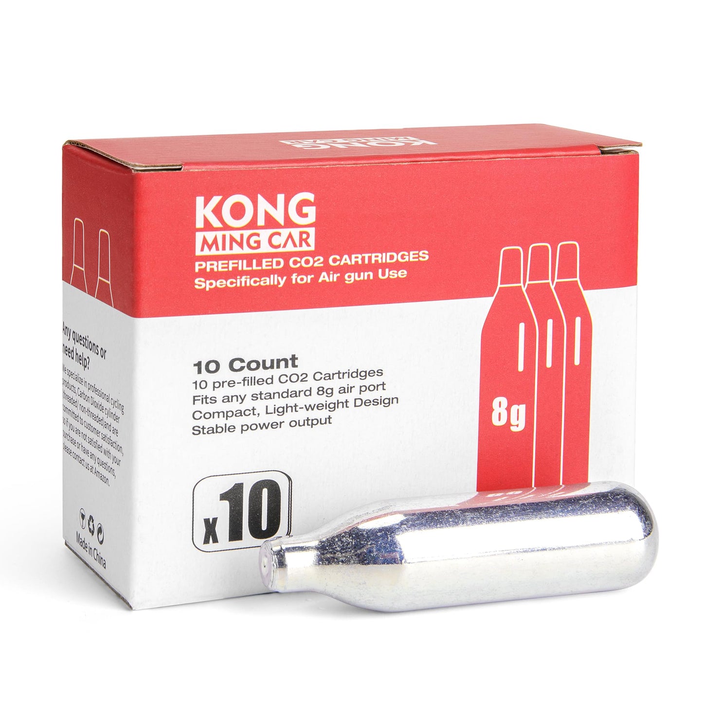 KONG MING CAR 8 Gram / 12 Gram CO2 Cartridges, Non-Threaded,High-Grade CO2 Cylinder CO2 Cartridges for Paintball Guns,Pellet Guns, BB Guns and Airsoft Guns