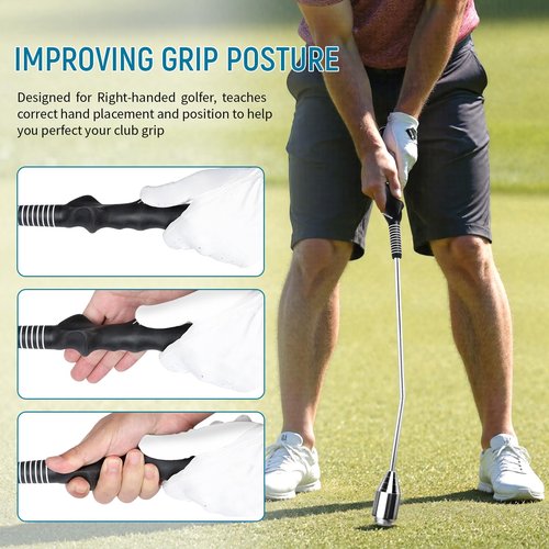 MELE LINKS Golf Grip Swing Training Aid, Golf Grip Trainer for Warm-up, Golf Training aid, Golf Swing Trainer, Golf Grips, Right-Handed Grip Trainer Golf Club, Weighted Golf Swing Trainer (Right)