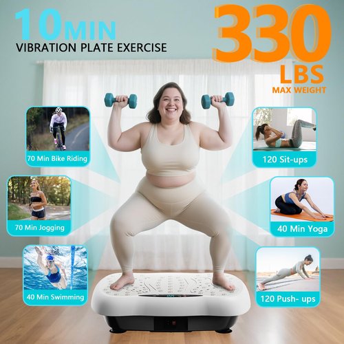 Damkee Vibration Plate Exercise Machine, Vibrating Equipment for Weight Loss and Lymphatic Drainage Massager, 3D Waver Exerciser for Fitness, Full Body Workout Shake Board with 120 Adjustable speeds