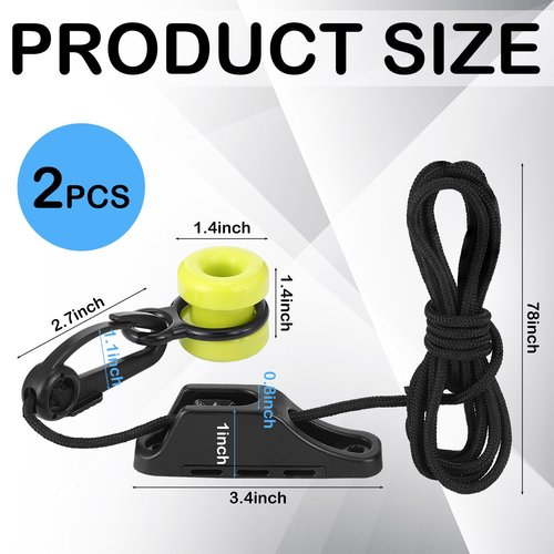 WinnerWhy 2 Pcs #3025 Downrigger Weight Retriever Fairlead Cleat with 78 inches Cord for Trolling and Deep-sea Fishing