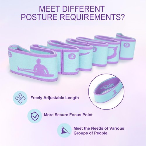 Yoga Straps for Stretching Strap Elastic for Physical Therapy Dance Yoga Pilates Gymnastics Exercise Flexible Pilates Stretch Band for Women Men (Blue and Purple)