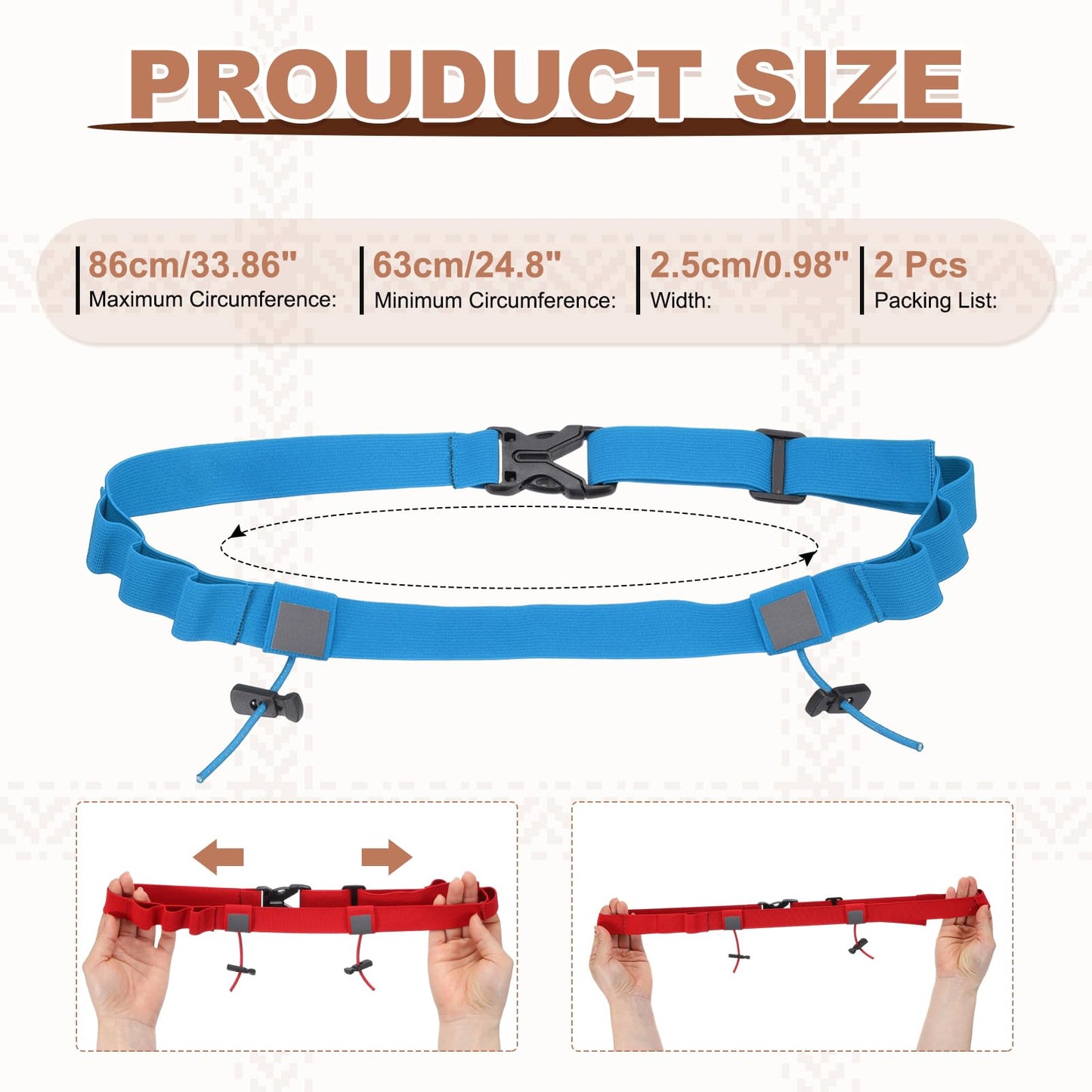YELARXI Bib Belt, Race Belt Triathlon Running Number Holder Elastic Comfortable with 6 Gel Loops, Sport Race Bib Holder 2Pcs, Sky Blue for Runners/Marathon/Cycling