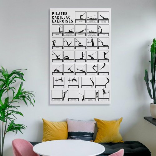 FOLIUMK PILATES CADILLAC Exercises Chart Poster Pilates Workout Poster Pilates Studio Decorstyle12x18inch(30x45cm)