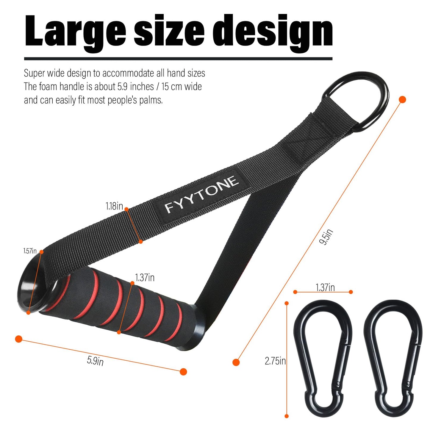 FYYTONE Exercise Handles for Cable Machine, Replacement Handle for Gym Equipment Attachments, Heavy Duty Resistance Bands with 2 Carabiners for Pull Down Workout, Strength Trainer