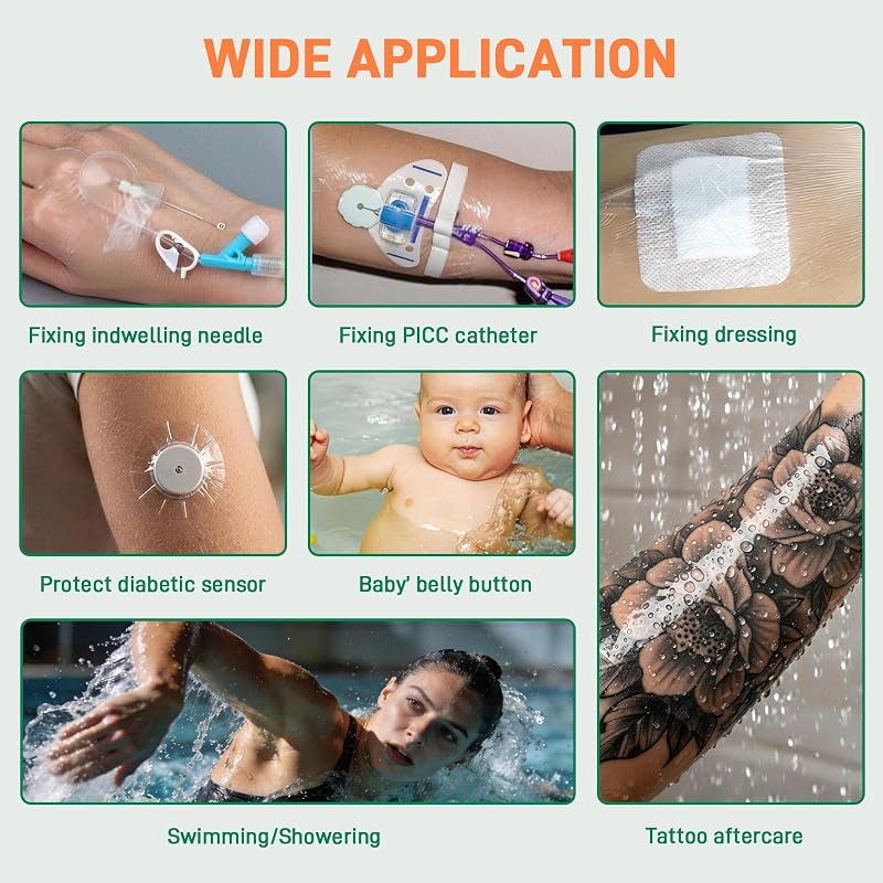 Transparent Film Dressing 6" x 8" (20pcs) - Waterproof Wound Cover, Breathable Adhesive Patch