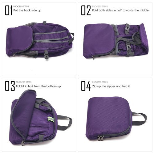 Yaopeing Lightweight Backpack,25L Foldable Hiking Packable,Water Resistant Travel Outdoor Shoulder Bag for Woman Men,Purple