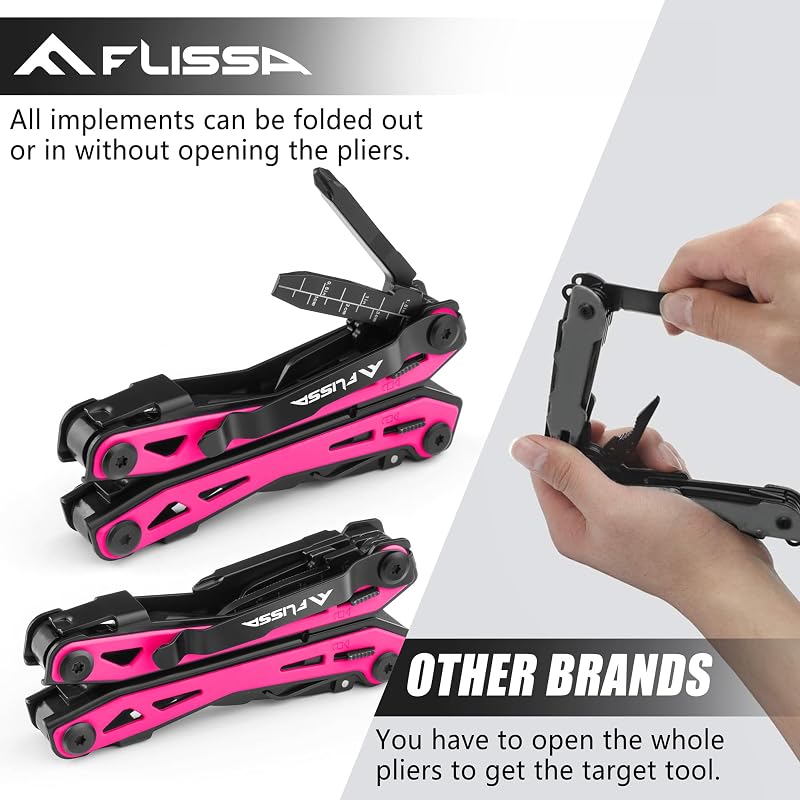 FLISSA 16-in-1 Multi-Tool Pliers EDC Multipurpose Tool Pink - Variation of THIS listing