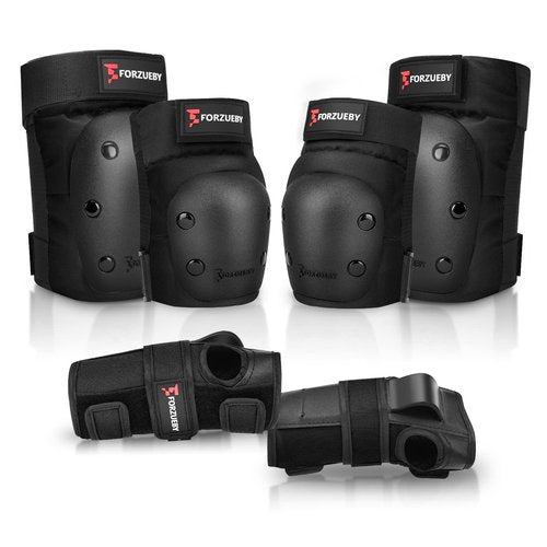 Forzueby Adult/Kids Knee Pads Elbow Pads Wrist Guards 6 in 1 Protective Gear Set for Inline Roller Skating Skateboarding Scooter BMX etc.
