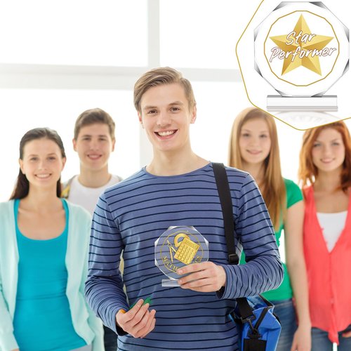 CroBlissful 6 Pcs Trophy Award 4.72 x 4.72 Inches Acrylic Trophy Plaques Awards for Kids Adult Team Participation Gift Prizes (Star Performer)