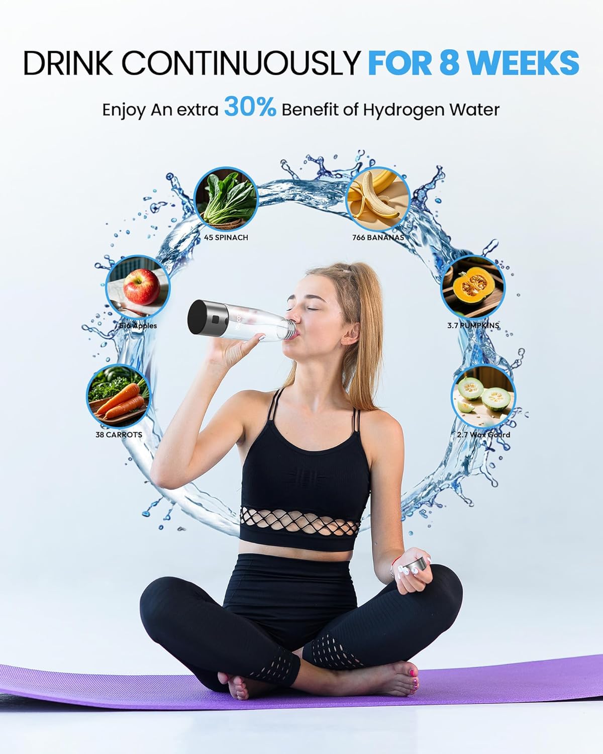 Hydrogen Water Bottle-2025 New Upgraded Hydrogen Water Generator with SPE/PEM Tech,16 OZ Portable Hydrogenated Rich Water Cup Hydro Machine,Health Gift for Home & Family