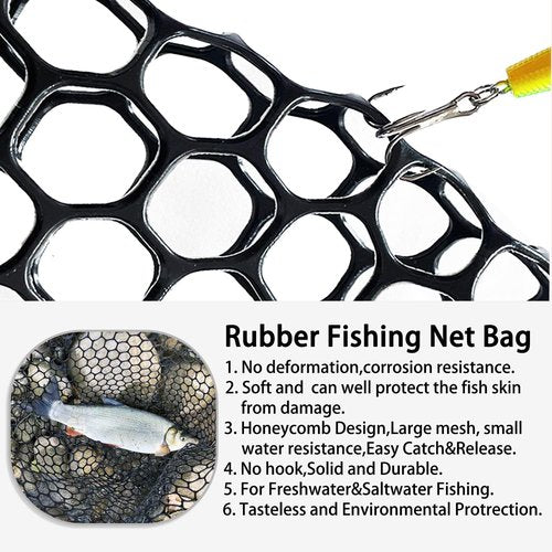SEASPRO Telescoping Aluminum Alloy Fishing Net - Adjustable Length and Rubber net (Red)