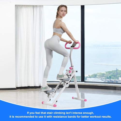Stair Stepper for Home,Vertical Climber Workout Machine,Stair Stepper with Handlebar for Full-Body Exercise Stair Stepper with Stable Frame Adjustable Handlebar (Pink)