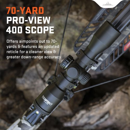 Wicked Ridge by TenPoint Invader M1, Peak XT - 390 FPS - Narrower, Shorter & Lighter Than Ever - Includes ACUdraw, Pro-View 400 Scope, Quiver & Three Match 400 Arrows