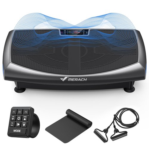 MERACH 4D Vibration Plate Exercise Machine, 7-in-1 Vibration Plate with Glide, Swing & Massage, Vibrating Plates with Whole Body Workout Sculpting Platform for Home Fitness for Women Men (Grey)