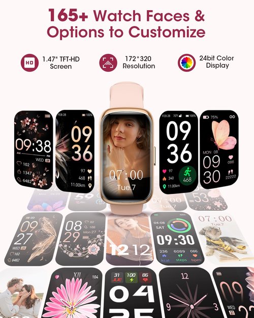 Health Fitness Tracker for Men Women: 24H Heart Rate Monitor Activity Trackers Blood Oxygen Sleep Step Calorie Tracking 5ATM Waterproof Fitness Smart Watches for Woman Compatible with iPhone Android