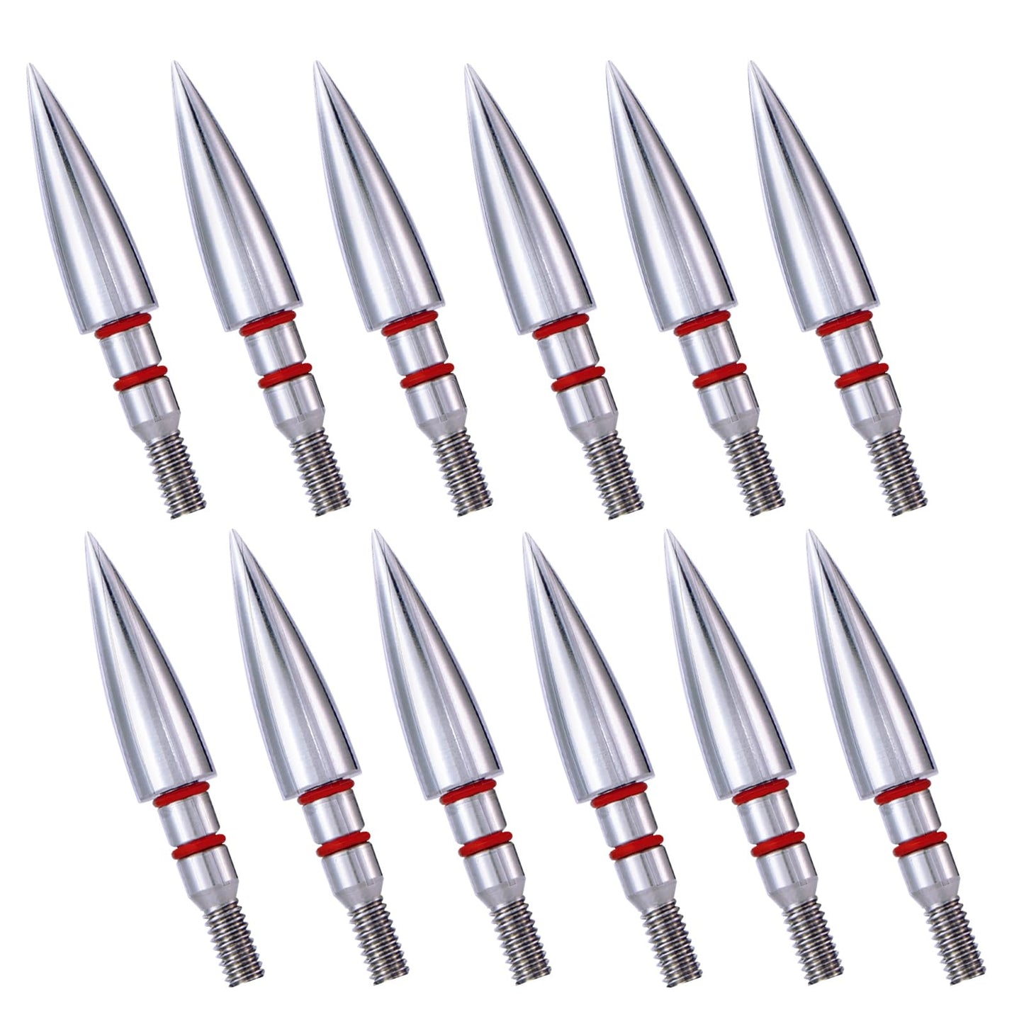 JGSDD 12pcs Archery Field Points, 100/125/150/300 Grain Field Points, Screw-in Archery Field Broadheads for Recurve, Compound Bow Crossbow, Archery Target Crossbow Practice Tip (19/64-125grain)