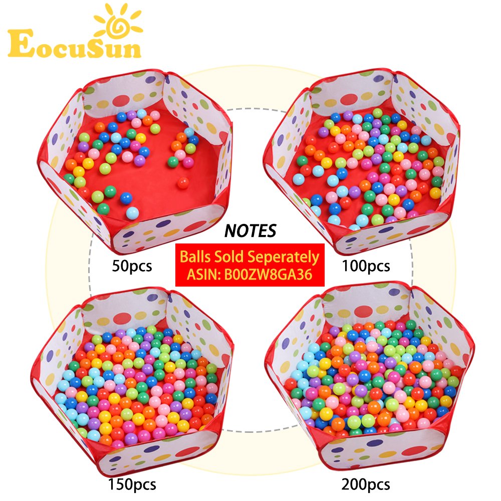 EocuSun Kids Ball Pit Large Pop Up Toddler Ball Pits Tent for Toddlers Girls Boys for Indoor Outdoor Baby Playpen w/Zipper Storage Bag, Balls Not Included (ARed)