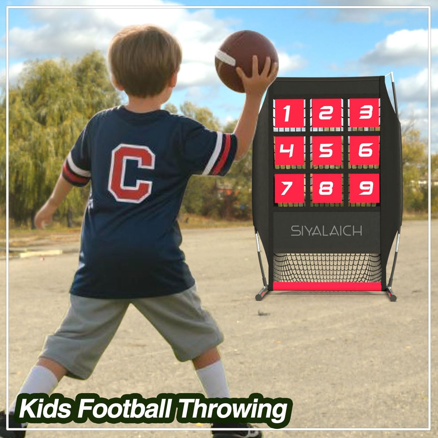 SIYALAICH Ultimate Portable Pitching Target Net for Baseball, Softball & Football | Pro-Tested Practice System with Numbered Strike Zone | Includes Carry Bag & Enables Quick Assembly(Black/Red)