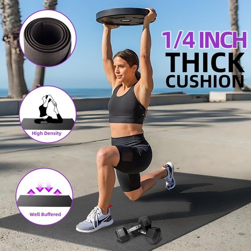 GWT 36" x 78" Durable Anti-Slip Workout Mat - 1/4" Thick Ultimate Floor Protection, Noise-Reducing,Tear-Resistant All-Purpose Exercise Mat for Treadmills, Home Gym, Yoga, and Weightlifting