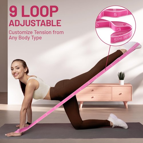 Slim Panda Stretch Strap, Dance Stretch Bands Flexibility, Elastic Yoga Stretching Strap with 9 Loops for Physical Therapy, Pilates, Yoga, Ballet, Gymnastics Stretching Bands for Exercise