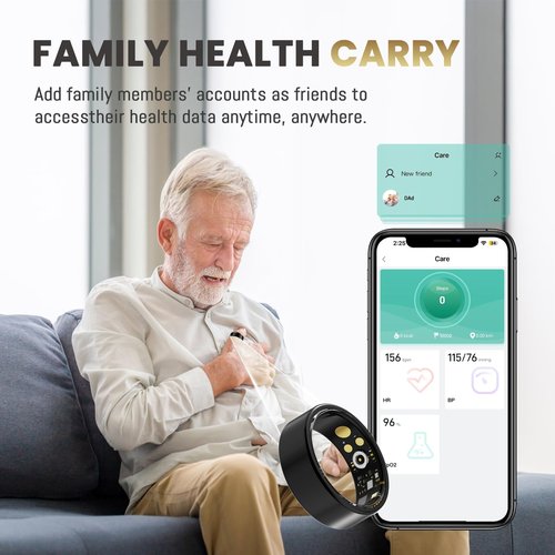 Smart Ring For Women Men, Health Tracker with Heart Rate/Blood Oxygen/Blood Pressure/Sleep Monitoring/Step Counting, IP68 Waterproof Fitness ring, No App Fees for iPhone & Android (Rose Gold, 9#)