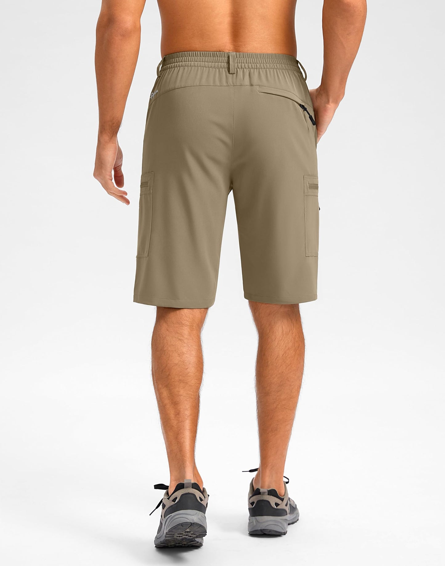 Pudolla Men's Hiking Shorts 11" Lightweight Cargo Work Shorts for Men Summer Travel Golf Casual Outdoor with 5 Pockets(Dusty Khaki X-Large)