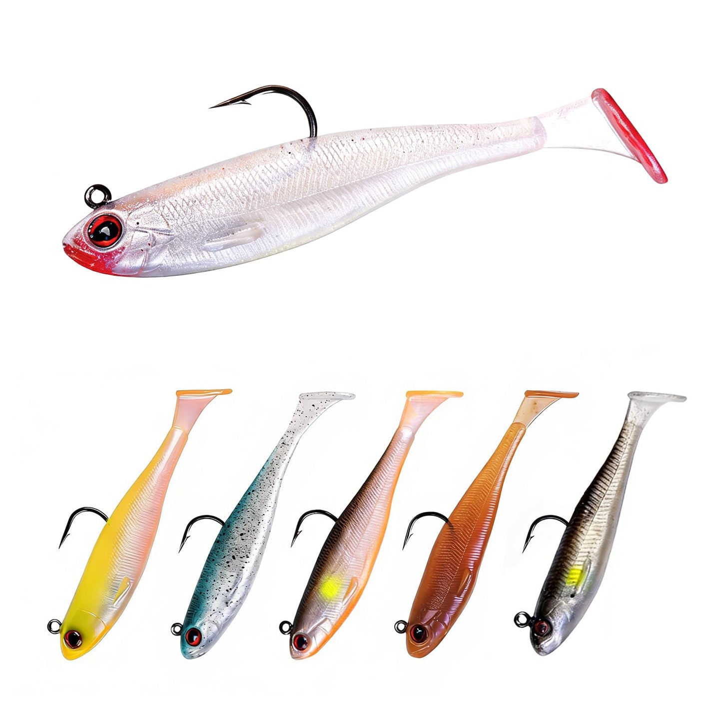 Autumnswan Easy Catch Pre-Rigged Soft Lures,Baits for Bass Fishing - Jig Heads Soft Plastic Walleye Lures,Slow Sinking Fishing Bait for Freshwater Saltwater, Bass Trout Fishing Lures & Gifts