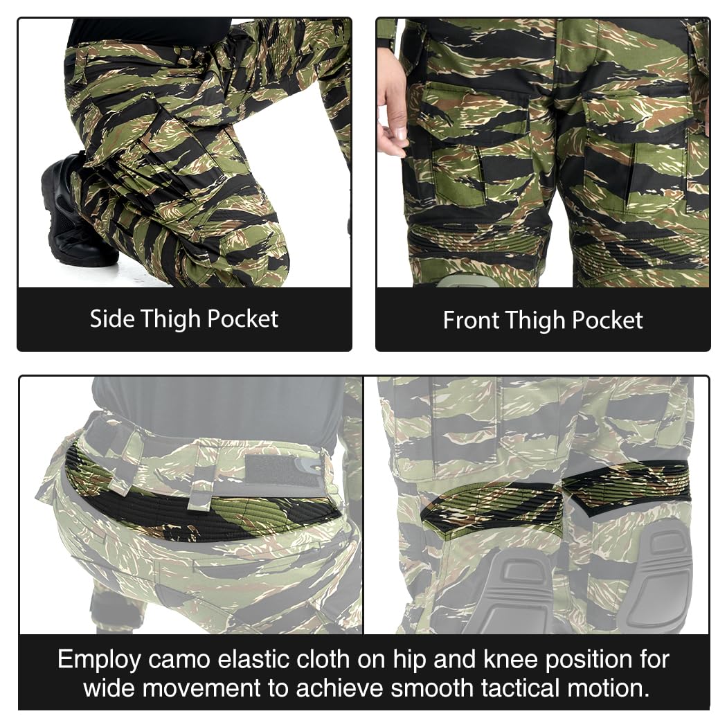 IDOGEAR OUTDOOR Men's G3 Combat Pants with Knee Pads, Camouflage, VTS, 32W x 32L, Unisex, Adults, Tactical, Outdoor, Paintball