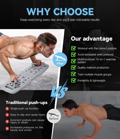 Push Up Board, Workout Equipment Home Gym,Exercise Equipment,Pushup Stands Strength Training,Portable Multi Function Foldable 20 in 1 Pull Up Bar Fitness