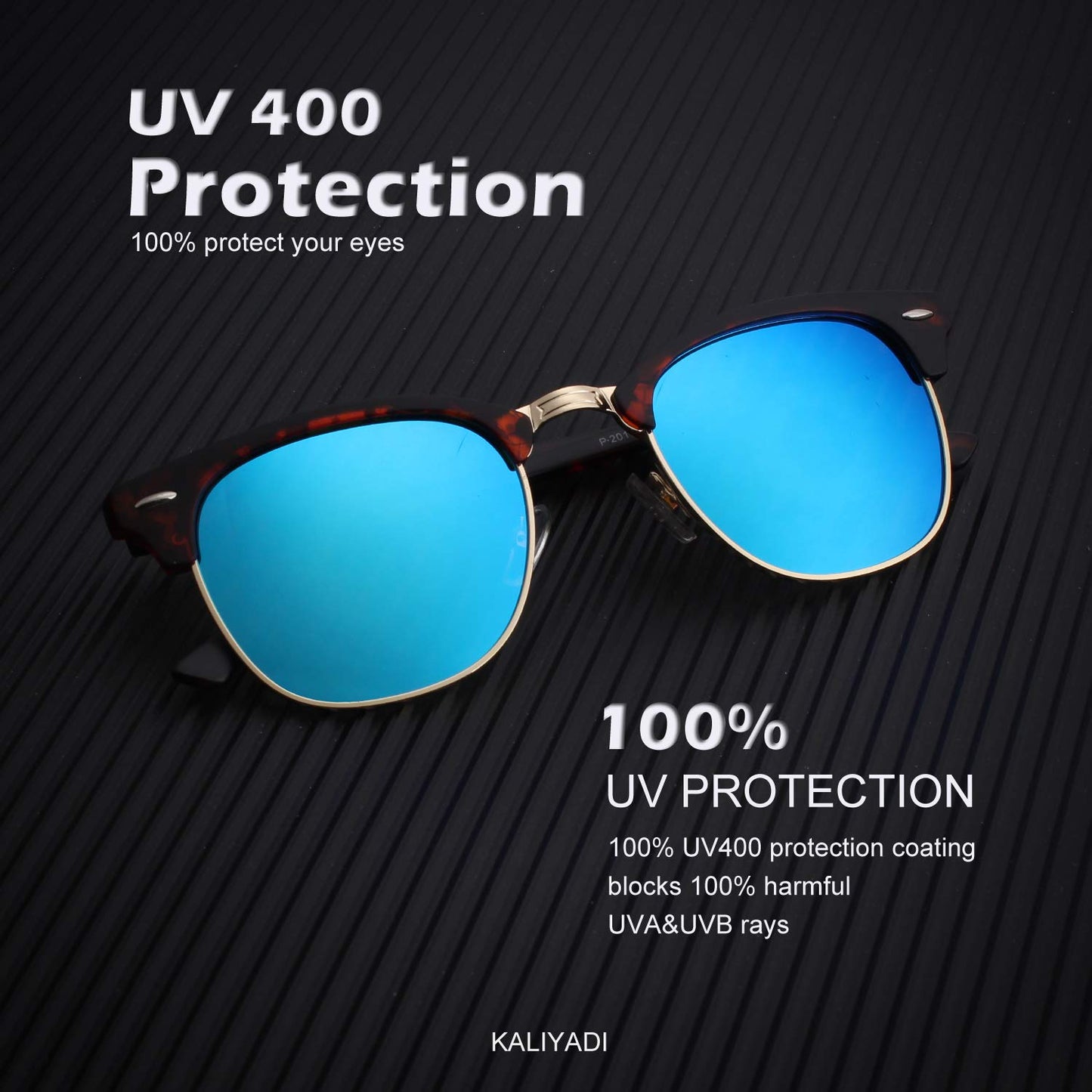 KALIYADI Polarized Sunglasses for Men and Women Semi-Rimless Frame Driving Sun glasses UV Blocking