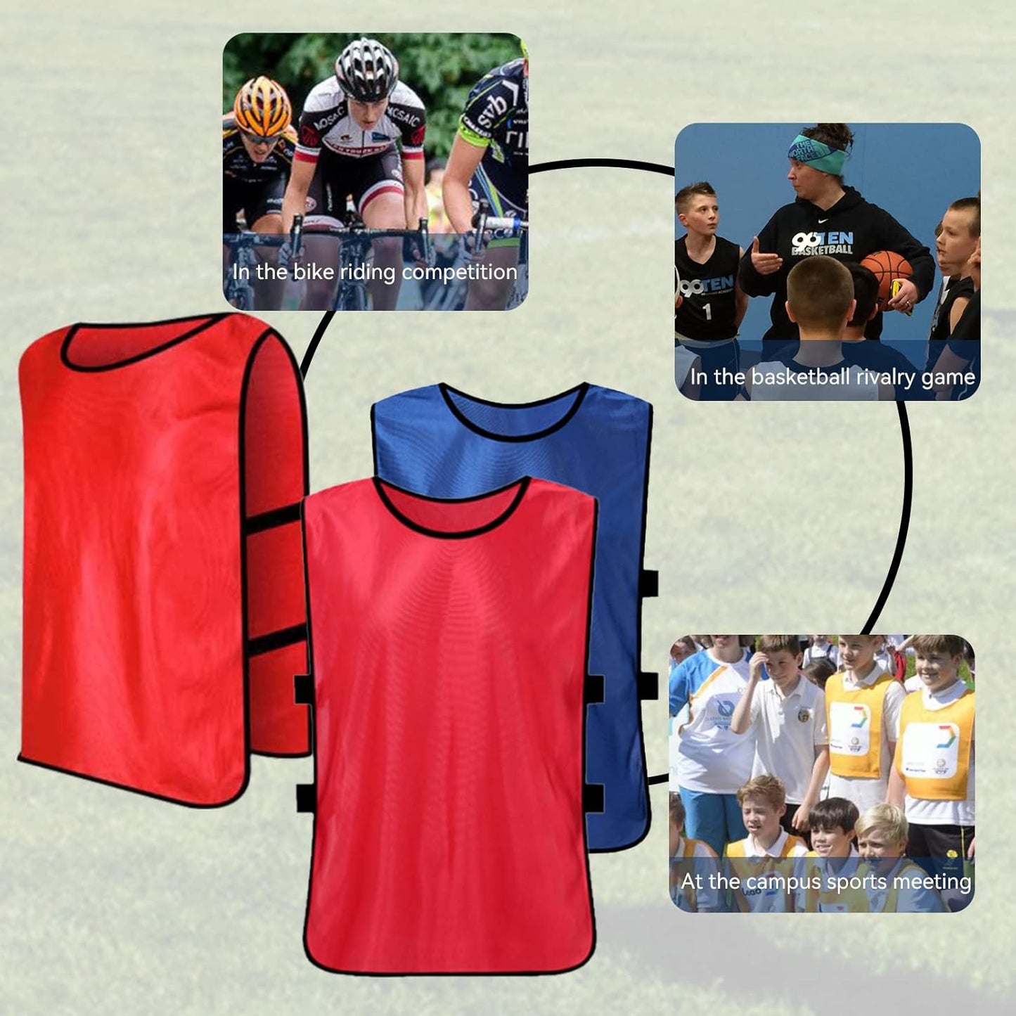 24 Pack Scrimmage Team Soccer Pinnies Vests Jerseys with Belt, Basketball Football Practice Jerseys for Men, Team Training Practice Vests Pinnies for Sports Youth and Adult
