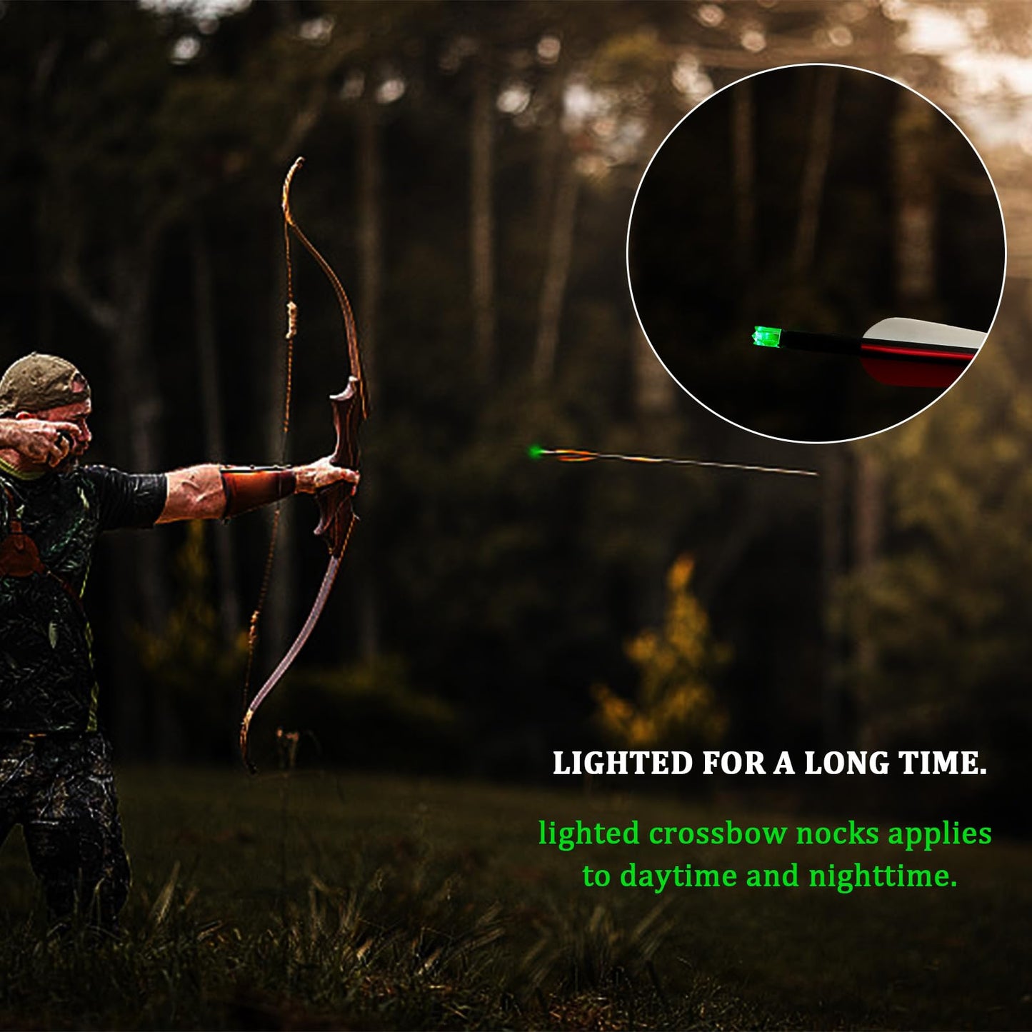 sntxmy 6-Pcs Crossbow Bolts Lighted Nocks Lights Up Automatically with Bushings for (.285/.297/.300/.305)