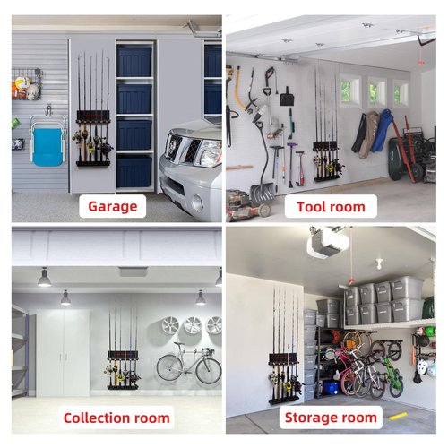 BETTER LEADER 2 Pack Vertical Fishing Rod Holder for Garage, Fishing Pole Holders- Holds Up to 12 Rods or Combos, Wall Mount Fishing Pole Rack, Fishing Gifts for Men